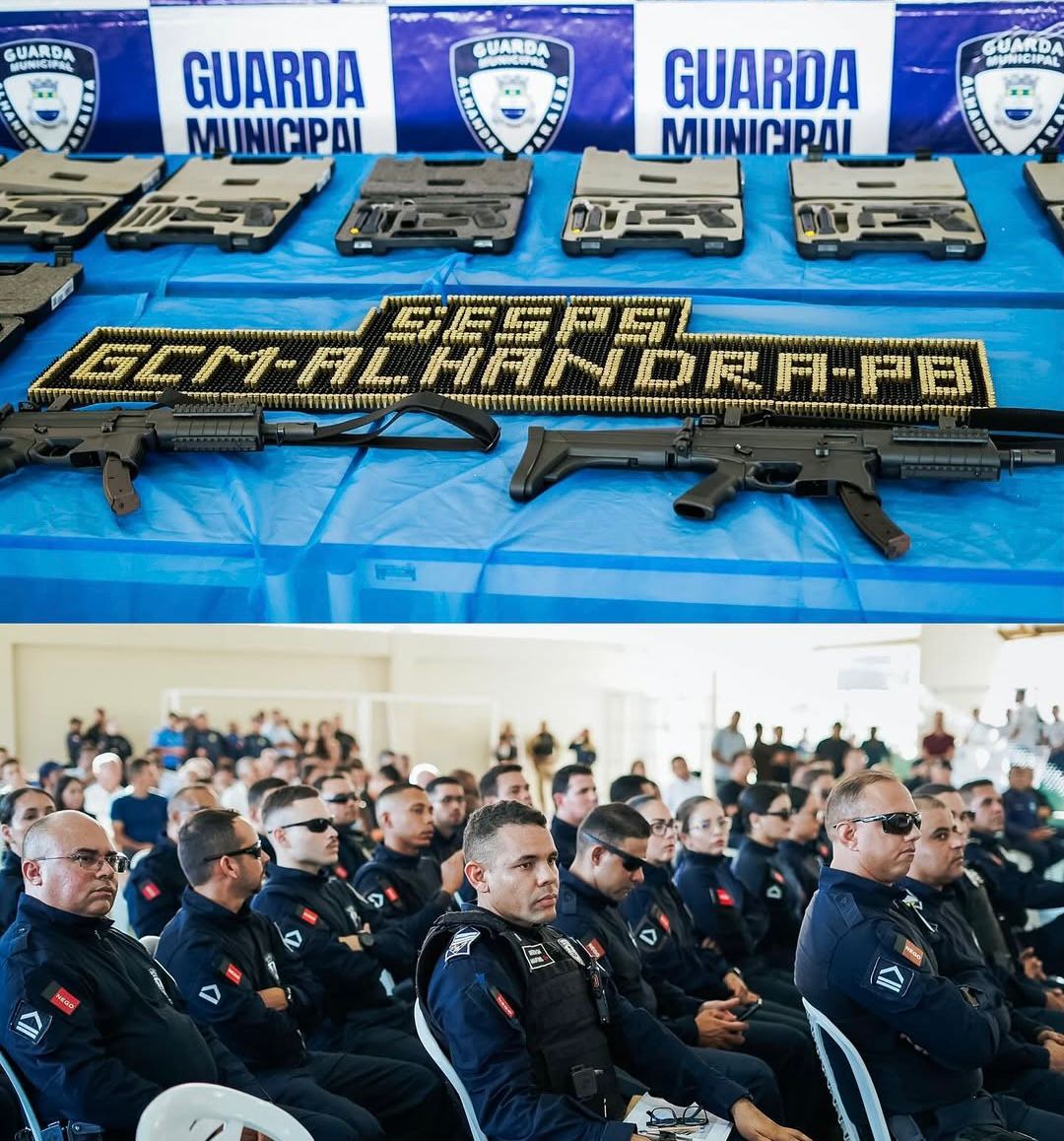 Guarda Municipal de Alhandra durante entrega de armamento para reforço da segurança pública