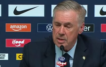 Carlo Ancelotti durante anúncio da convocação da Seleção Brasileira para a Copa do Mundo.