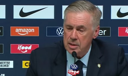 Carlo Ancelotti durante anúncio da convocação da Seleção Brasileira para a Copa do Mundo.