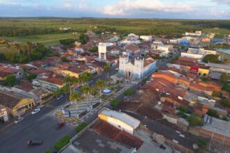Visão aérea do centro de Goianinha, no Rio Grande do Norte