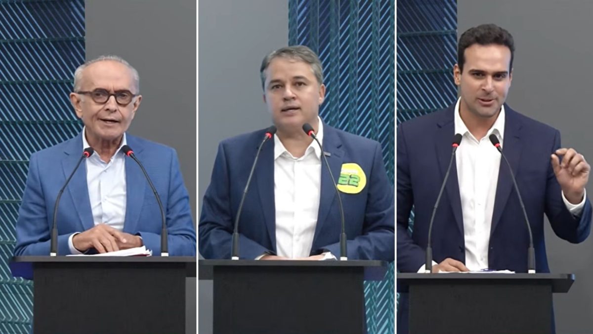 Candidatos ao Governo da Paraíba durante debate promovido pela Rede Ita em Campina Grande.