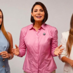 Michelle Bolsonaro ao lado de Carol Morais e Nayana Pontes em apoio a Efraim Filho