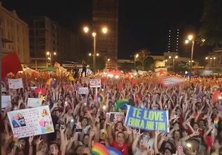 Apoiadores de Lula participam de ato político no Ponto de Cem Réis, no Centro de João Pessoa, com presença de Erika Hilton.